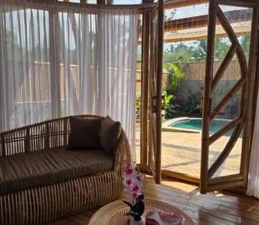 Selat Villa | Golden paddy bamboo house -by sunrise hill