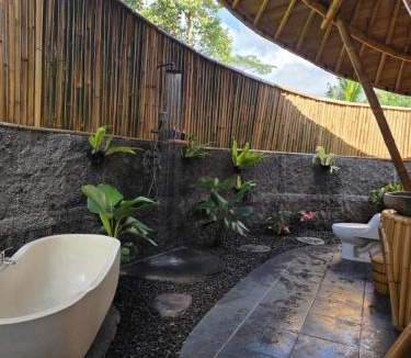Selat Villa | Golden paddy bamboo house -by sunrise hill
